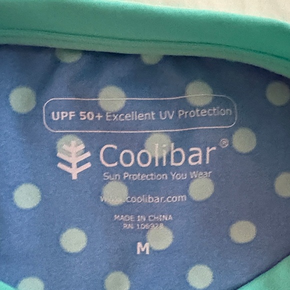 Coolibar Navy Polka Dot Ruffle Top - Picture 2 of 2